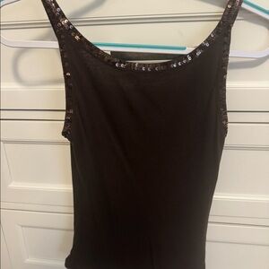 BCBGMAXAZRIA Brown Sequin Trim Tank Top - Medium
